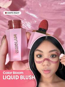 SHEGLAM Color Bloom 液體腮紅 霧面效果-向右滑動 凝膠霜腮紅 持久不褪色 高度著色 輕盈 持久柔滑腮紅 粉紅色 棕色 腮紅 品牌 美容 化妝 化妝品 適合女性與女孩 完美搭配冬季 Y2K 時尚 流行 生日禮物 假期 派對準備就緒 最佳顏色