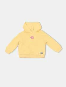 SUMWON 女婴两件套淡黄色套头衫连帽衫运动衫短裤套装抽绳腰部春夏休闲装 - 黃色 - 查看 3