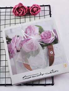 10/20/30/50个装纯色欧根纱抽绳糖果礼品袋、化妆品包装袋、珠宝收纳袋，防晒旅行保暖 - 白色 - 查看 5