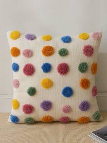 1 秋季簇绒小彩球枕套，季节性装饰枕套，圣诞丰收软垫套装饰沙发枕套