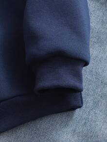 Tween Girl Casual Street Leopard Fluffy Hat, Five-Pointed Star & Leopard Print Pattern, Suitable For Street Style, Hooded Sweatshirt - Royal Blue - View 6