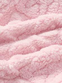 SHEIN معطف سميك بنمط قلب فرو للأطفال الرضع البنات، لون أساسي لطيف، مناسب للخريف والشتاء - وردي فاتح - مشاهدة 7