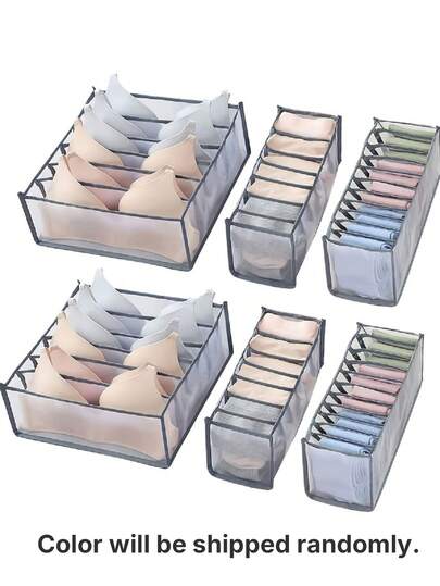 Foldable Divided Storage Box, Underwear Organizer For Bra, Panty, Socks, Random Color