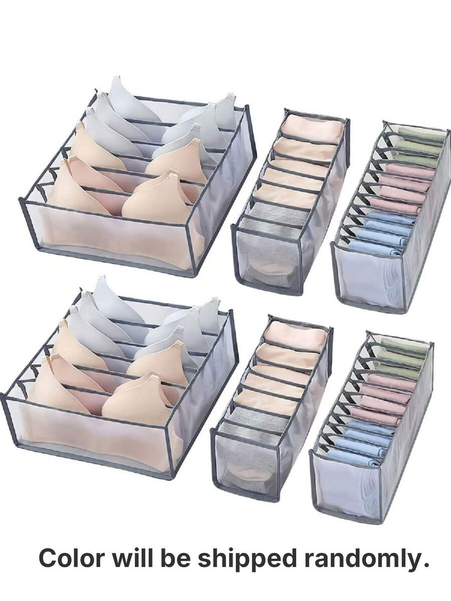 Caja de almacenamiento plegable y dividida, organizador de ropa interior para sostenes, bragas, calcetines, color aleatorio - Multicolor - Ver 1