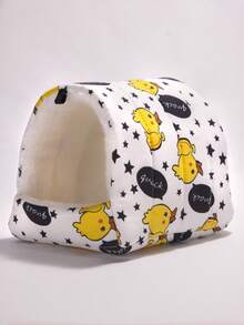 1PC Cartoon Printed Warm Fleece Triangular Sleeping Nest For Parrots Hamsters Chinchillas Squirrels Autumn Winter Pet Bed