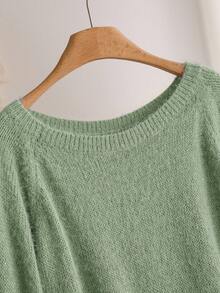 CosyJoli Plus Size Women Raglan Sleeve Casual Pullover Sweater, Fall/Winter/Spring Break - Mint Green - View 3