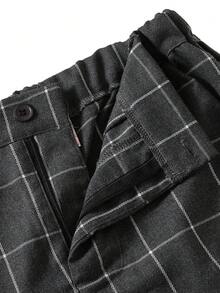 3pcs Teen Boy Gentleman Outfit Set: Grey Plaid Sleeveless Vest + Matching Trousers + Bow Tie, Elegant Business Formal Suit For Birthday, Wedding, Wedding Guest, Pageboy, Ring Bearer Gentlemanly Style Outfit - Grey - View 6