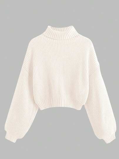 Plus Size Turtleneck Pullover Sweater, Versatile For Autumn/Winter