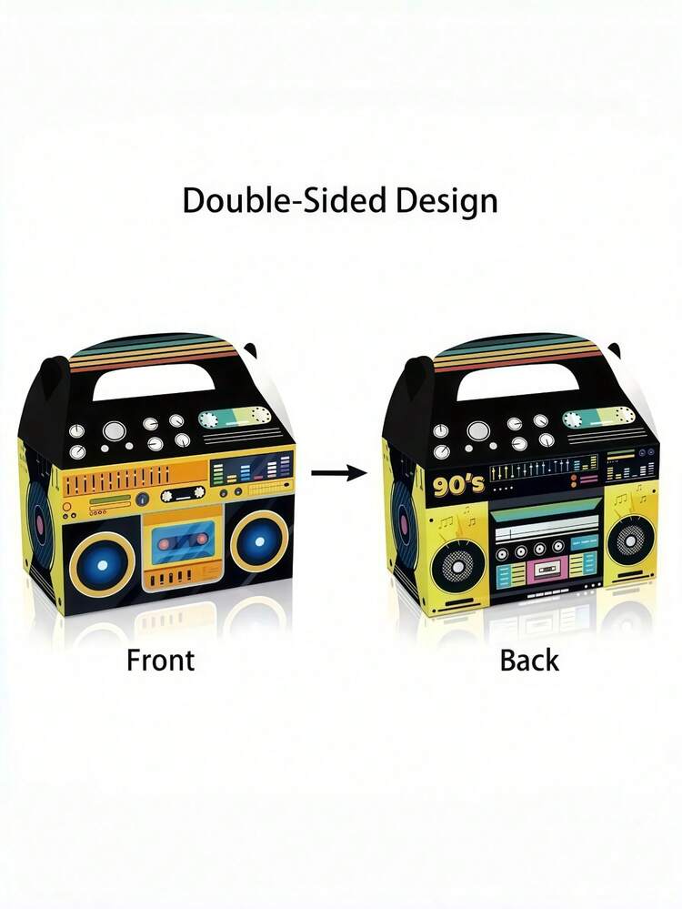 2/6/12 Stücke 80er 90er Jahre Retro Radio Design Party Geschenkbox Boombox Hip Hop Thema Geschenkbox Geschenktüten Box Aufbewahrung für Geburtstag, Hochzeit, Sommer Urlaub, Einschulung, Raumdekoration - Verschiedenfarbig - Übersicht 6