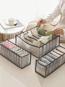 3pcs Black Underwear Compartment Storage Bag, Drawer Style Storage Box For Storing Socks Decorations Decor Festival Decor Room Decor Home Decor - Black and White - View 7