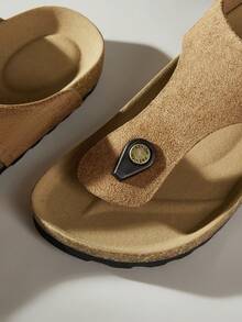 Solecia Women's Casual Buckle Design Flip Flops - Brown - View 5