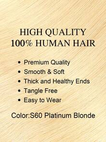7PCS Seamless Clip In Hair Extensions Human Hair Thick Natural Hair Full Head Invisible PU Hair Extensions Clip In Remy Hair For Women Platinum Blonde #60 - S60 - View 2