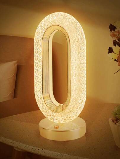 1PC LED Crystal Table Lamp With 3-Color Changing, Touch Control, Type-C Charging, Interior Night Light Suitable For Bedside Cabinet, Living Room, Bedroom, Dining Table