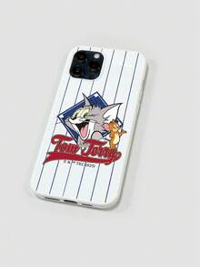 TOM & JERRY X SHEIN Ốp lưng điện thoại mềm màu trắng phong cách hoạt hình Cat & Mouse Classic Duo, thiết kế sọc xanh với dòng chữ "Feline & Rodent Buddies", tương thích với iPhone và Galaxy, sử dụng hàng ngày và dành cho người hâm mộ phim hoạt hình, phong cách giản dị, phù hợp với người yêu thích hoạt hình và người dùng sành điệu - trắng - Xem 7