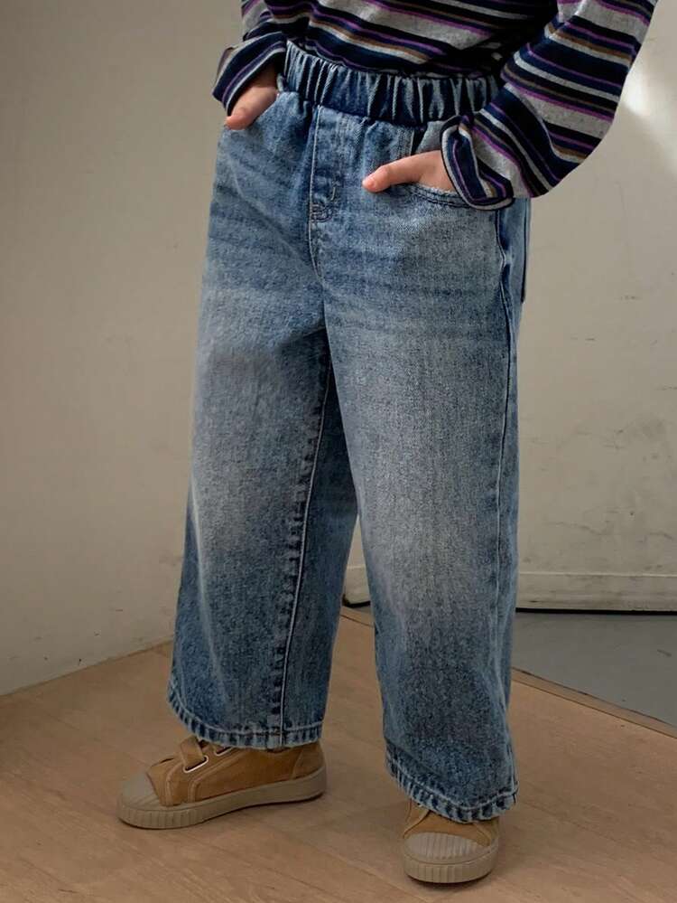 Young Boys' Fashionable Pocket Straight-Leg Jeans