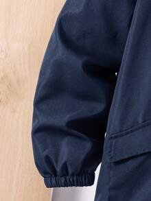 SHEIN 男童休闲保暖连帽中长款加厚梭织外套，适合上学、花园、生日、秋季、冬季穿着，男童长款外套，8岁男童冬季服装，9岁男童保暖服装，冬季服装，圣诞节