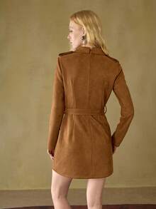 MOTF STUDIO 女士绒面革系带连衣裙，秋冬季 - 駝色 - 查看 7