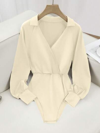 Franclia Body de manga larga con cuello en V y ajuste ceñido, adecuado para ir al trabajo y uso casual en otoño