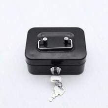 1pc Solid Color Metallic Key Lock Storage Box, Cash Box, Adult Storage, Collection Box, Cash Register, Money Jar Best Gifts For Birthdays And Graduations - Black - View 5
