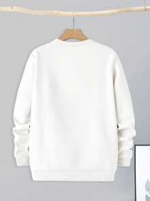 EASEVO Men's Fashionable Casual Front Print Pullover Pullover Sweatshirt Men Graphic Hoodies White Graphic Sweatshirt Men Hoodies Pullovers Mens Sweatshirts Cartoon Graphic Sweatshirt - White - View 2