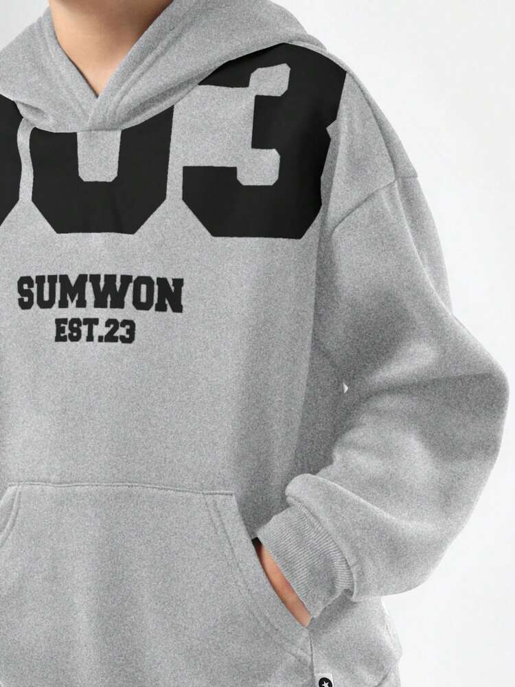 Pullover Hoodie With Letter Print
