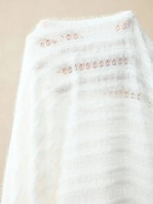 SHEIN Elegant White Silky Maternity Solid Color Bell Sleeve Dress,Autumn Pregnancy Clothes For Photoshoot,Holiday Wedding Guest New Year Winter Dress - White - View 8