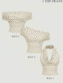 SHEIN MOD Women's Elegant Polka Dot Mesh Versatile Camisole, Summer,Summer Holiday Outfits - Apricot - View 1