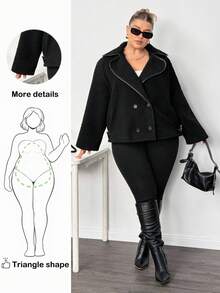 Truni Damen Jacke in Große Größen aus Teddyfell und Lammwolle mit Langarm für Winter, Herbst - Schwarz - Übersicht 1