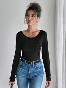 EMERY ROSE 女士休闲百搭纯色长袖 T 恤