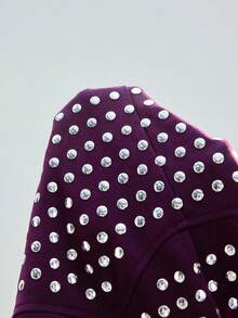 Maija Áo nữ cổ yếm chấm bi, phù hợp cho đi làm, công sở, trang phục thường ngày, dự tiệc, hẹn hò, kiểu dáng thanh lịch mùa hè. - Màu đỏ tím - Xem 9