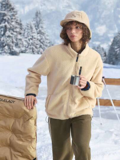 In My Nature Women's Casual Stand Collar Outdoor Fleece Jacket, Autumn/Winter Fleece Jacket Women Women Jackets Women S Outdoor Clothes Sherpa Jacket Teddy Jacket, Winter Coats, Winter Thermal Thick Warm Fleece Jackets, Winter Jacket Women's Casual & Outdoor Jacket Outdoor Hiking Jacket Women's Casual Jacket, Thermal Coats, Fall Winter Jacket, Thick Jacket KEEP WARM, Winter Coats Women Athleisure Jacket, Apricot Jacket With Side Pocket, Warm Jacket Fashionable Jackets, Back To School, Halloween