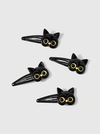 Grunge Punk 4 Horquillas de estilo punk con gato negro, dulces y con estilo retro de alta calidad con elemento animal, diseño exclusivo, accesorios de moda para el cabello