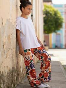Travachic KIDS Travachic KIDS Tween Girls' Casual Comfortable Mid-Waist Pattern Long Pants Fall Winter - Multicolor - View 3