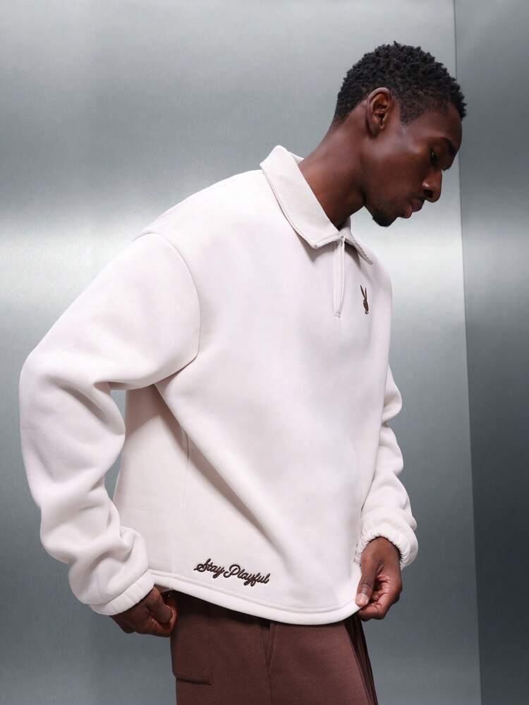 PLAYBOY X SUMWON Sweat-shirt à col montant zippé demi-hauteur avec logo imprimé