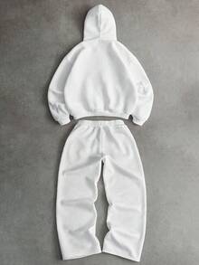 PAVTROS Men's Street-Style Popular INS Outfit, 3D Cross Embroidery Print, 2 In 1 Pants With Double Waistband, Suitable For Music Festivals, Nightclubs, Boyfriend/Husband Gift, Anniversary Gift, Hoodie Set Men Hoodie Set Designer Sweatsuit Hoodie And Sweatsuit Set Mens 2 Piece Outfits White Men White 2 Piece Pants Set