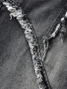 Manfinity Denimwave Retro American Distressed Patchwork Flared Jeans, Unisex Emo Jeans Gothic Jeans Punk Pants - Grey - View 6