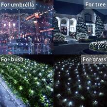 1 Guirnalda de luces solares de malla perfecta para árboles, patios, jardines, fiestas, balcones y decoraciones de pared, con múltiples modos de iluminación intermitente, control de botón, alimentación con panel solar - Multicolor - Ver 4
