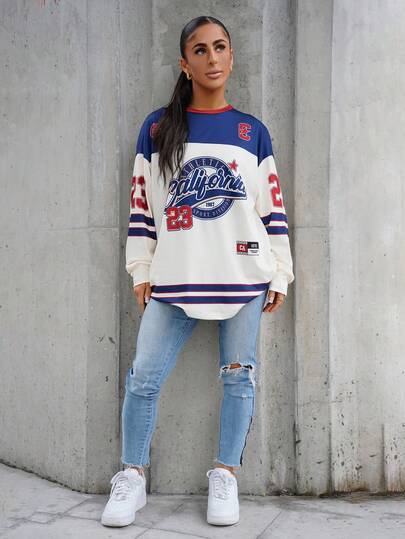 SAYEHFBABY 2025fall Clothes For Women/Winter Clothes For Women/Y2k Clothes/Streetwear/Back To School/Going Out Tops Women/Oversized T-Shirt Women/Long Sleeve Tops/California No.23 Graphic Tees