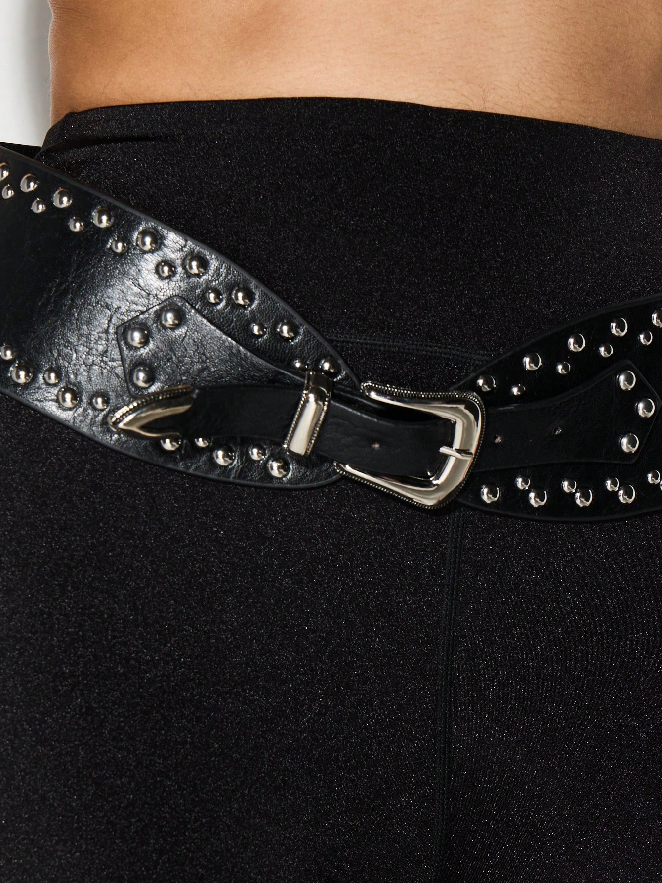 KIZN Studded Wide Belt With Metal Buckle