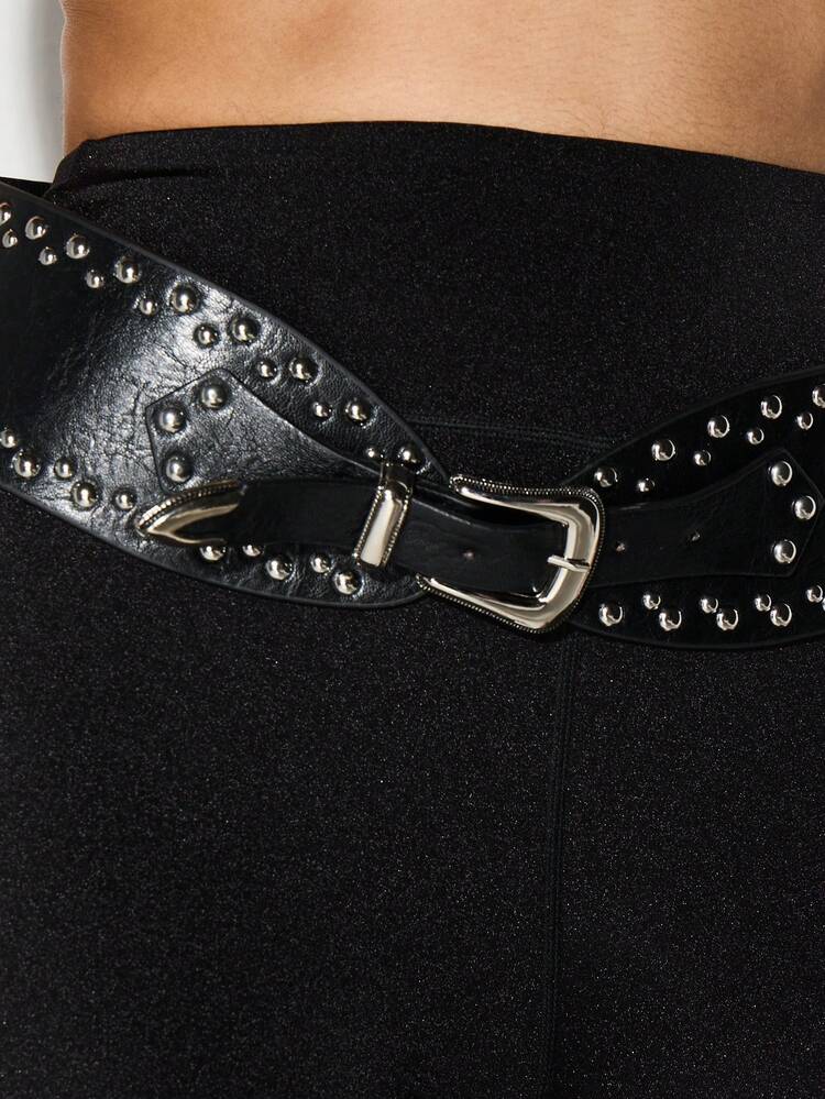 KIZN Studded Wide Belt With Metal Buckle