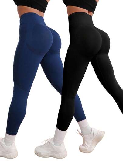 2 pieza Mallas informales para mujer para yoga, fitness, running y moldeado corporal