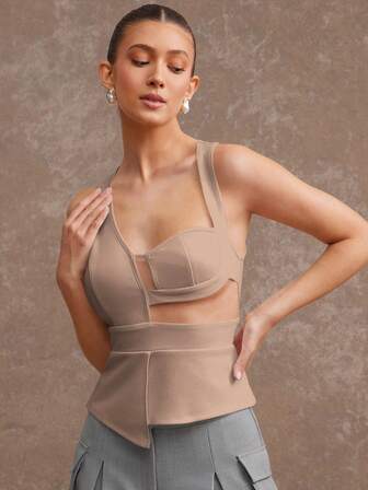 L'Amorae Elegante blusa de primavera con corte asimétrico y abertura