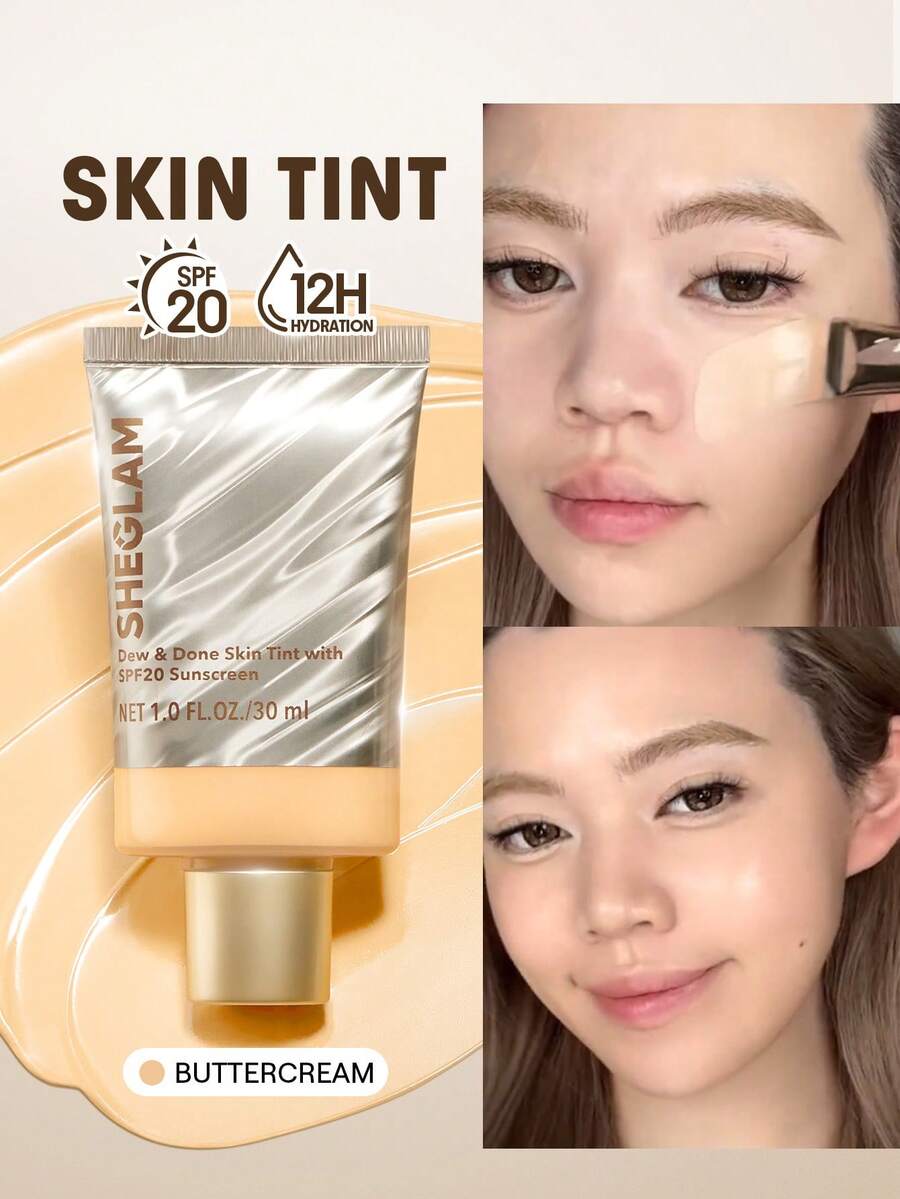 SHEGLAM Dew & Done Skin Tint With Spf20-Porcelain Brand Beauty Makeup Face Paint Cosmetic For Women Girls Perfect For Winter Ideal For Y2K Fancy Fashion Suitable For Birthday Christmas Gift Party Ready Best Color - Multicolor - View 1