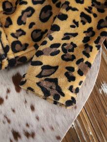 SHEIN EZwear 女士豹纹短款保暖内衬连帽运动衫，秋冬时尚 - 彩色 - 查看 8