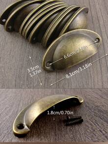10pcs Vintage Shell Drawer Pulls, Antique Bronze Semi-Circle Cabinet Handles For Furniture - Bronze - View 8