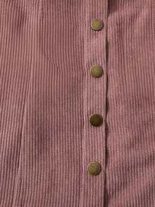 SHEIN Tween Girls' Casual Minimalist Comfortable Mid-Waist Button Decor Skirt Vacation Suitable For All Seasons - Spring, Summer, Autumn, Winter - Dusty Pink - View 4