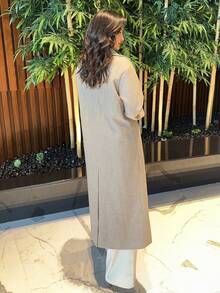 MDEdit Áo khoác cổ dài bằng len giản dị - Lạc đà - Xem 2