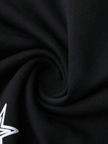 ROMWE MEN Prep Pantalones deportivos casuales para hombres con estampado de letras y cintura con cordón - Negro - Ver 6