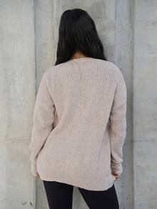 SAYEHFBABY Women's Solid Color Minimalist Casual Long Sleeve Cardigan Fall Winter Cloth For Women ,Petite Women - Mocha Brown - View 2