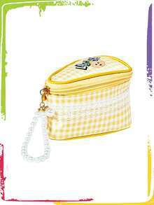 Teletubbies X ROMWE Letter Graphic Fashion Faux Pearl Bow Cake Shaped Makeup Bag, Girly Portable Mini Cosmetic Pouch - Multicolor - View 4